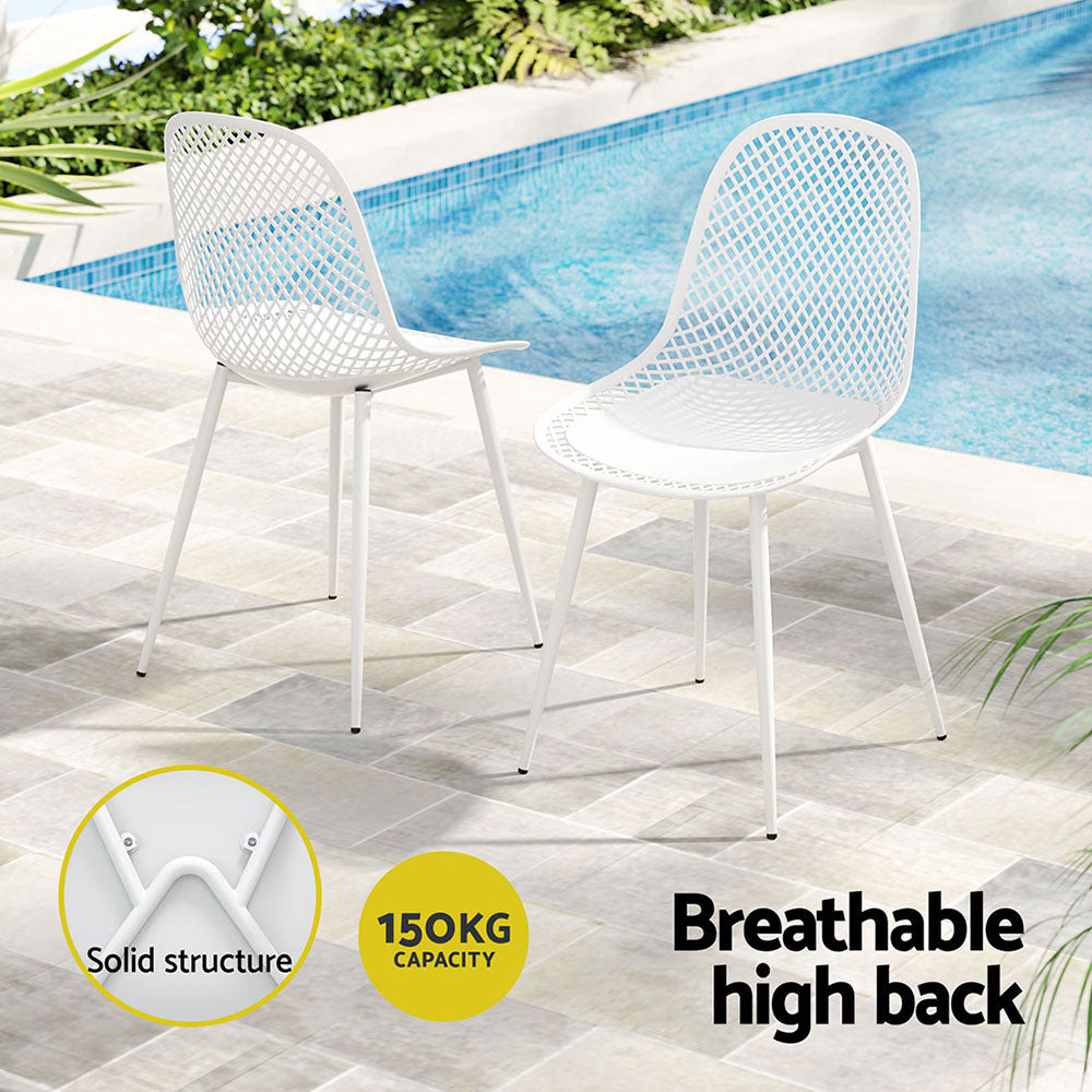 Gardeon 4PC Outdoor Dining Chairs PP Lounge Chair Patio Garden Furniture White Chez Guru