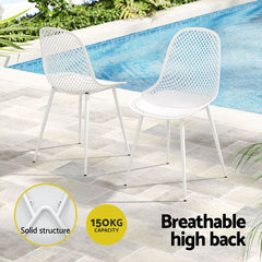 Gardeon 4PC Outdoor Dining Chairs PP Lounge Chair Patio Garden Furniture White Chez Guru