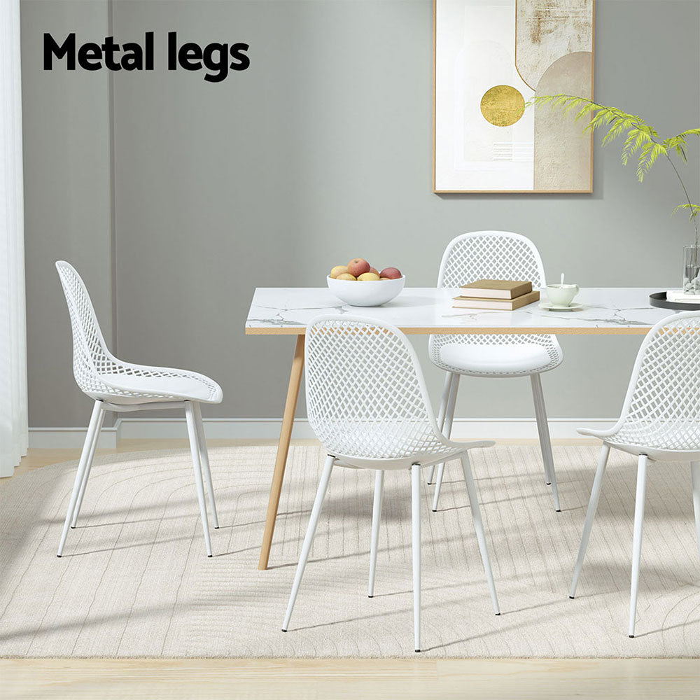 Gardeon 4PC Outdoor Dining Chairs PP Lounge Chair Patio Garden Furniture White Chez Guru