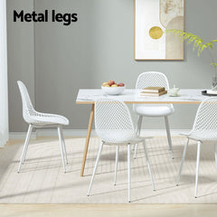 Gardeon 4PC Outdoor Dining Chairs PP Lounge Chair Patio Garden Furniture White Chez Guru