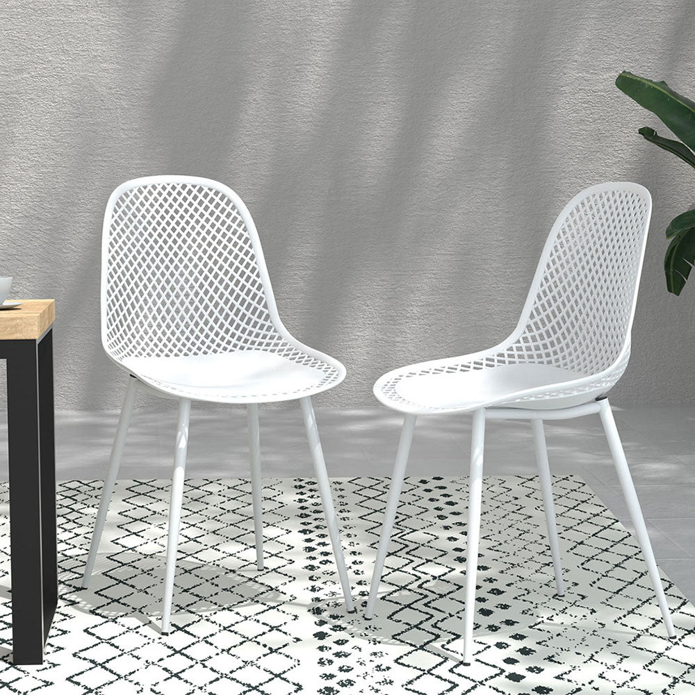 Gardeon 4PC Outdoor Dining Chairs PP Lounge Chair Patio Garden Furniture White Chez Guru