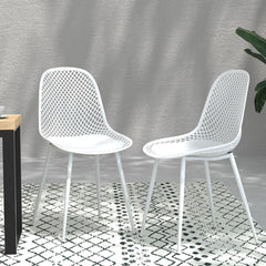 Gardeon 4PC Outdoor Dining Chairs PP Lounge Chair Patio Garden Furniture White Chez Guru