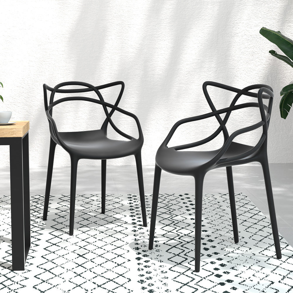 Gardeon 4PC Outdoor Dining Chairs PP Portable Stackable Chair Patio Furniture Chez Guru