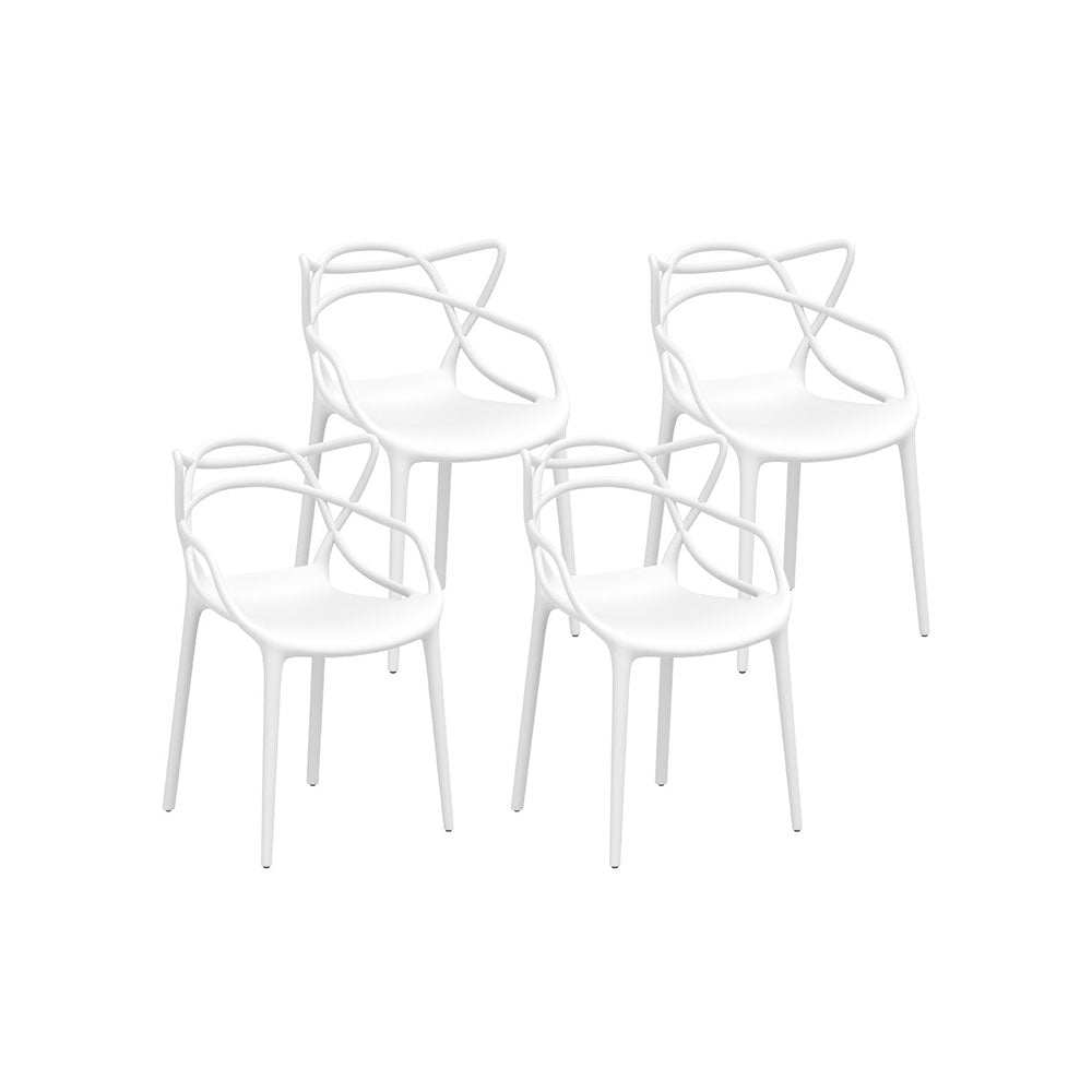 Gardeon 4PC Outdoor Dining Chairs PP Portable Stackable Chair Patio Furniture White Chez Guru