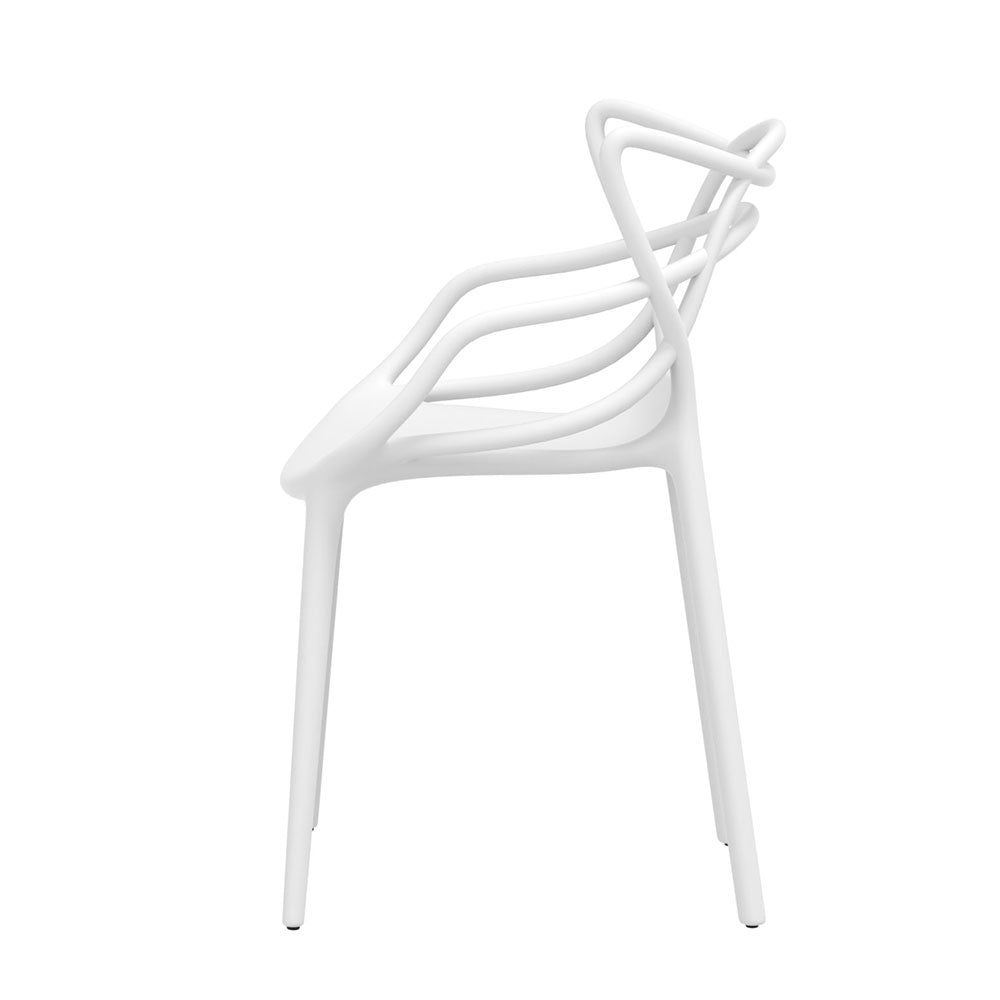 Gardeon 4PC Outdoor Dining Chairs PP Portable Stackable Chair Patio Furniture White Chez Guru