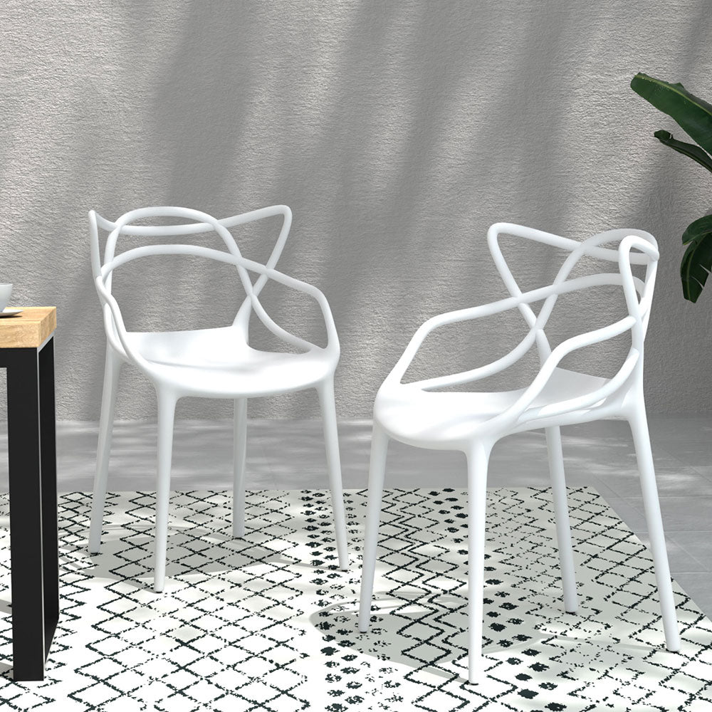 Gardeon 4PC Outdoor Dining Chairs PP Portable Stackable Chair Patio Furniture White Chez Guru