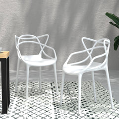 Gardeon 4PC Outdoor Dining Chairs PP Portable Stackable Chair Patio Furniture White Chez Guru