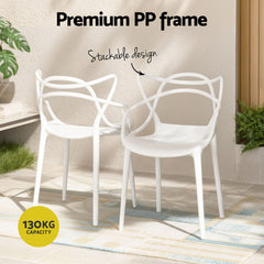 Gardeon 4PC Outdoor Dining Chairs PP Portable Stackable Chair Patio Furniture White Chez Guru