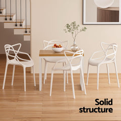 Gardeon 4PC Outdoor Dining Chairs PP Portable Stackable Chair Patio Furniture White Chez Guru