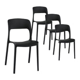 Gardeon 4PC Outdoor Dining Chairs Stackable PP Patio Chair Garden Furniture Black