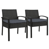 Gardeon 2PC Outdoor Dining Chairs Patio Furniture Rattan Lounge Chair Cushion Felix Chez Guru