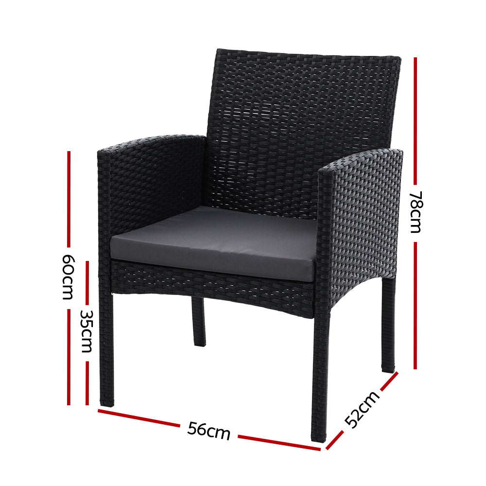 Gardeon 2PC Outdoor Dining Chairs Patio Furniture Rattan Lounge Chair XL Ezra Chez Guru