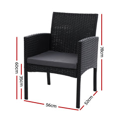 Gardeon 2PC Outdoor Dining Chairs Patio Furniture Rattan Lounge Chair XL Ezra Chez Guru