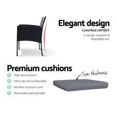 Gardeon 2PC Outdoor Dining Chairs Patio Furniture Rattan Lounge Chair XL Ezra Chez Guru