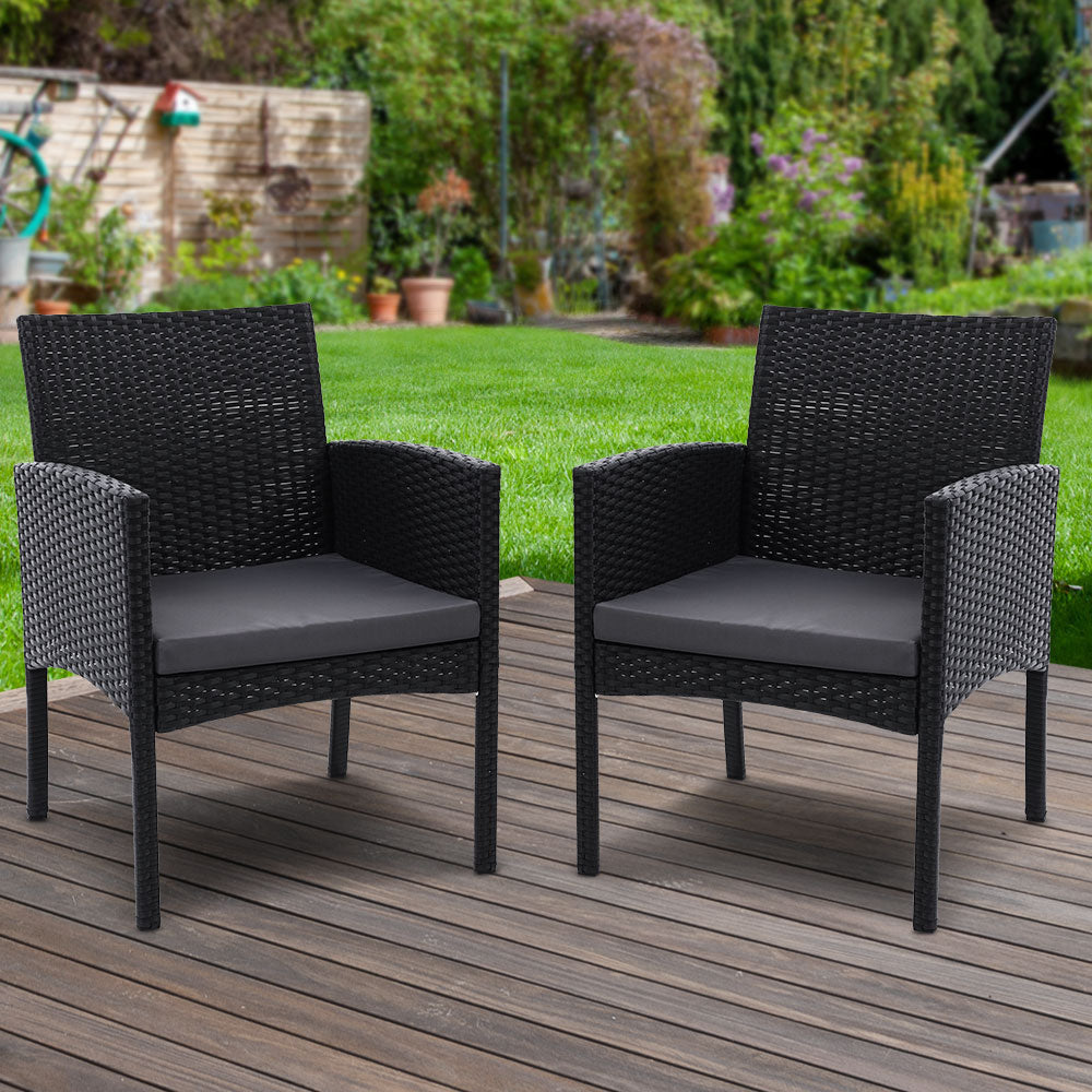 Gardeon 2PC Outdoor Dining Chairs Patio Furniture Rattan Lounge Chair XL Ezra Chez Guru