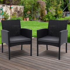 Gardeon 2PC Outdoor Dining Chairs Patio Furniture Rattan Lounge Chair XL Ezra Chez Guru