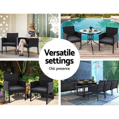 Gardeon 2PC Outdoor Dining Chairs Patio Furniture Rattan Lounge Chair XL Ezra Chez Guru