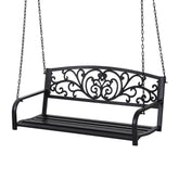Gardeon Outdoor Porch Swing Chair Patio Furniture Floral Backrest 2 Seater Black Chez Guru
