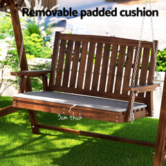 Gardeon Outdoor Wooden Swing Chair Garden Bench Canopy Cushion 2 Seater Charcoal Chez Guru