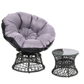 Gardeon Outdoor Lounge Setting Papasan Chair Wicker Table Garden Furniture Black Chez Guru