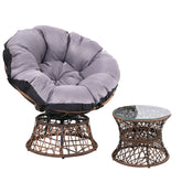 Gardeon Outdoor Lounge Setting Papasan Chair Wicker Table Garden Furniture Brown Chez Guru
