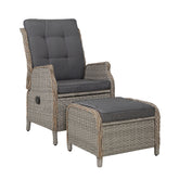 Gardeon Recliner Chair Sun lounge Wicker Lounger Outdoor Furniture Patio Adjustable Grey Chez Guru