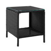 Gardeon Coffee Side Table Wicker Desk Rattan Outdoor Furniture Garden Black Chez Guru