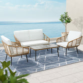 Gardeon 4-Piece Outdoor Sofa Set Rattan Lounge Setting Table Chairs Chez Guru