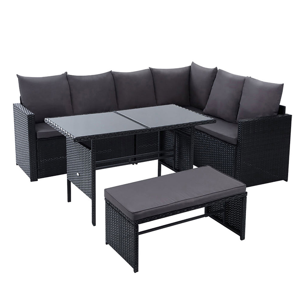 Gardeon Outdoor Dining Set Sofa Lounge Setting Chairs Table Bench Black Cover Chez Guru