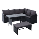 Gardeon Outdoor Dining Set Sofa Lounge Setting Chairs Table Bench Black Cover Chez Guru
