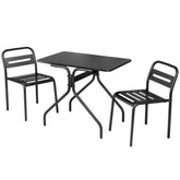 Gardeon 3PC Outdoor Bistro Set Patio Furniture Steel Table and Chairs Black Chez Guru