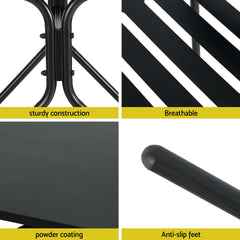 Gardeon 3PC Outdoor Bistro Set Patio Furniture Steel Table and Chairs Black Chez Guru