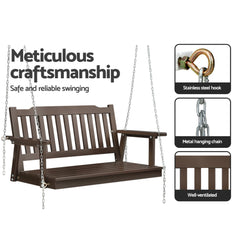 Gardeon Porch Swing Chair With Chain Outdoor Furniture Wooden Bench 2 Seat Brown Chez Guru