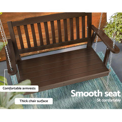 Gardeon Porch Swing Chair With Chain Outdoor Furniture Wooden Bench 2 Seat Brown Chez Guru