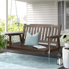 Gardeon Porch Swing Chair With Chain Outdoor Furniture Wooden Bench 2 Seat Brown Chez Guru