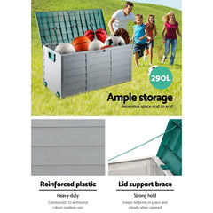 Gardeon Outdoor Storage Box 290L Lockable Organiser Garden Deck Shed Tool Green Chez Guru