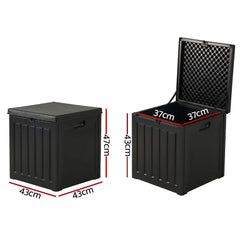 Gardeon Outdoor Storage Box 80L Container Lockable Garden Toy Tool Shed Black Chez Guru