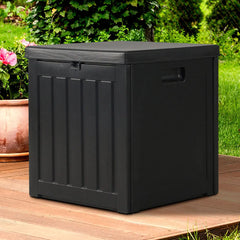 Gardeon Outdoor Storage Box 80L Container Lockable Garden Toy Tool Shed Black Chez Guru