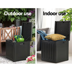 Gardeon Outdoor Storage Box 80L Container Lockable Garden Toy Tool Shed Black Chez Guru