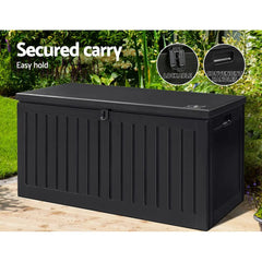 Gardeon Outdoor Storage Box 270L Container Lockable Garden Bench Tool Shed Black Chez Guru