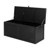 Gardeon Outdoor Storage Box 390L Container Lockable Garden Bench Shed Tools Toy All Black Chez Guru