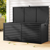 Gardeon Outdoor Storage Box 490L Container Lockable Garden Bench Shed Tools Toy All Black Chez Guru