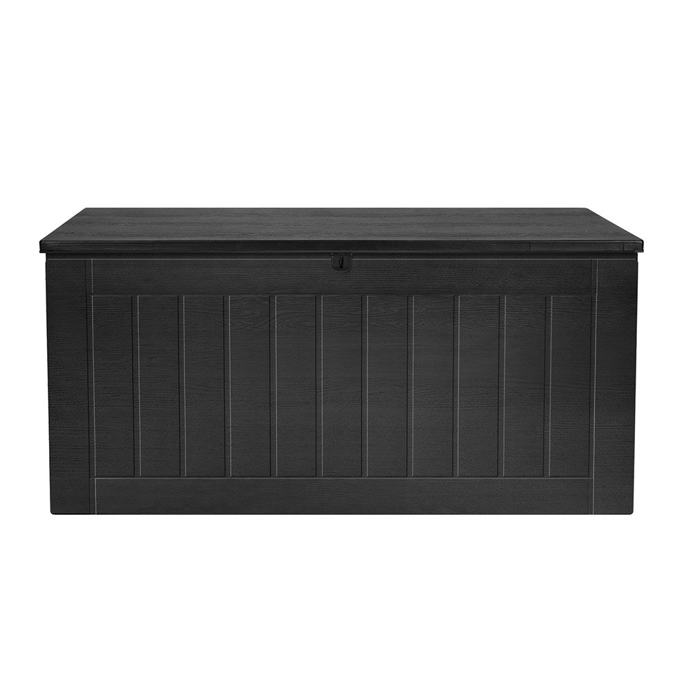 Gardeon Outdoor Storage Box 830L Container Lockable Bench Tool Shed All Black Chez Guru