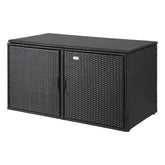 Gardeon Outdoor Storage Cabinet Box Deck Wicker Shelf Chest Garden Shed Tools Black