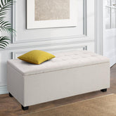 Artiss Storage Ottoman Blanket Box 97cm Linen Beige Chez Guru