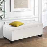 Artiss Storage Ottoman Blanket Box 97cm Leather White Chez Guru