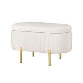 Artiss Storage Ottoman Blanket Box 87cm Velvet Oval White - Chez Guru