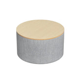 Artiss Storage Ottoman Blanket Box 60cm Linen Round Grey - Chez Guru