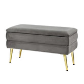 Artiss Ottoman Storage Foot Stool Velvet Grey - Chez Guru