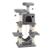 i.Pet Cat Tree 145cm Tower Scratching Post Trees Scratcher Condo House Light Grey